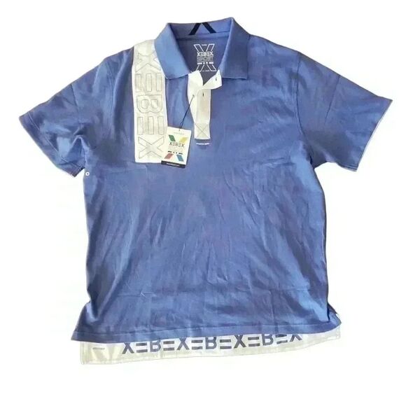 xebex Other - Xebex Sport Men's Blue White Embroidered Logo Shirt NEW